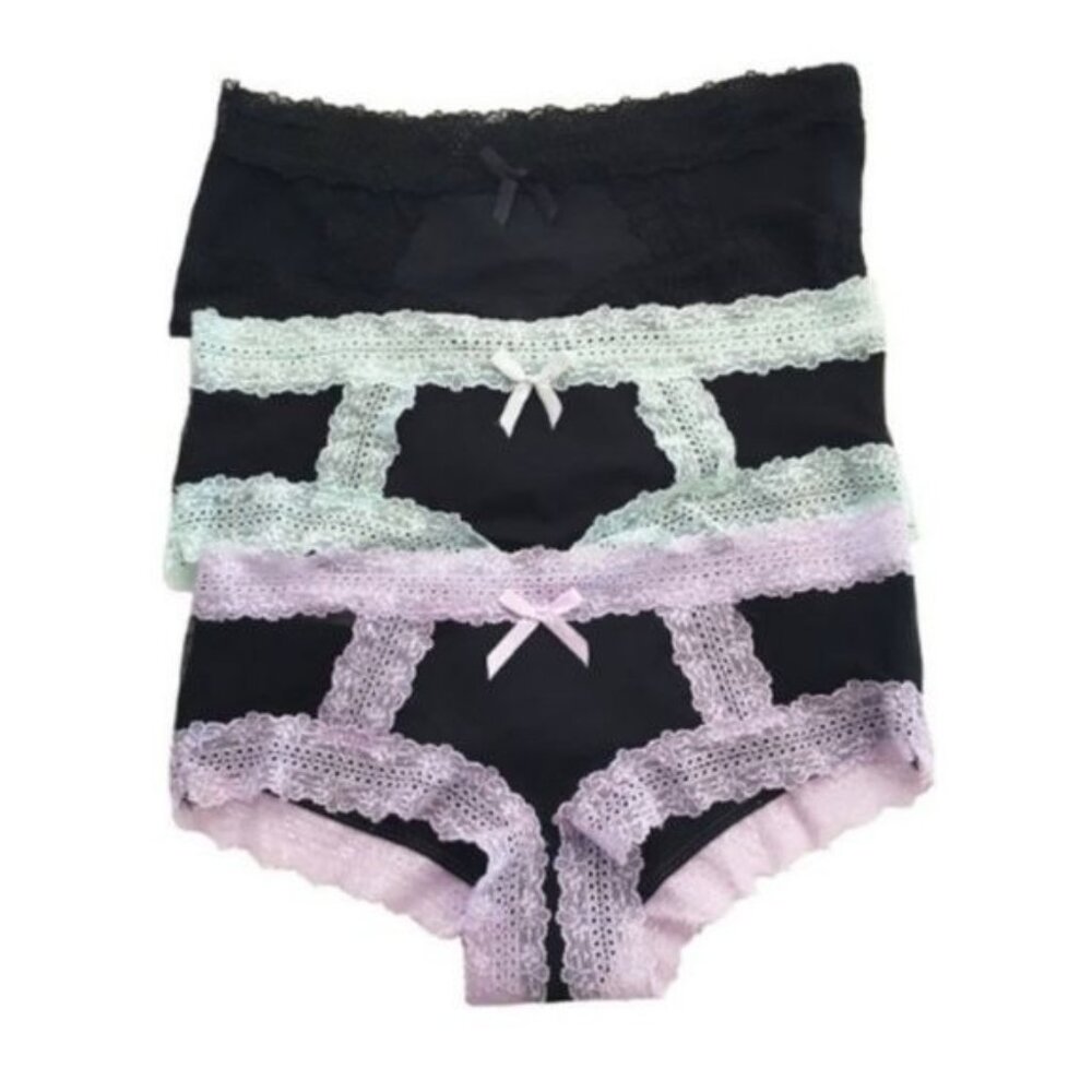 Bundle of Three Lace Trim Cheeky Panties